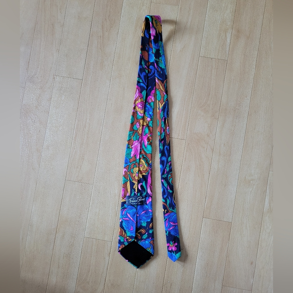 Vintage Prince Gino Bright Floral Woven Tie Made in Italy - Picture 4 of 5